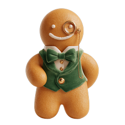 Gentleman Gingerbread Man Christmas Icon - 3D Render