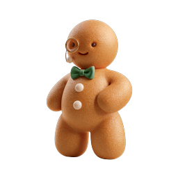 Icona 3D di un omino di pan di zenzero gentiluomo con monocolo