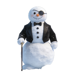 Distinguished Gentleman Snowman with Eye Patch and Cane