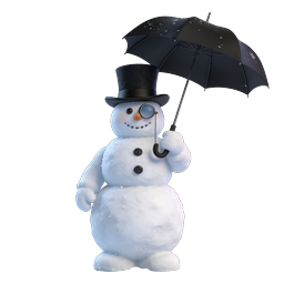 Elegant Gentleman Snowman with Umbrella 3D Icon