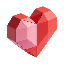 Geometrisches 3D-Herz-Icon - Modernes Low-Poly-Liebessymbol