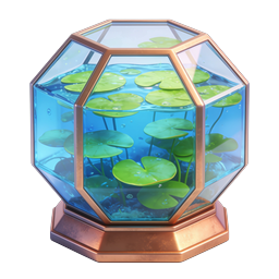 Geometrisches Aquarium-Terrarium-Icon mit Seerosenblättern