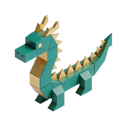 Geometric Block Dragon 3D Isometric Icon