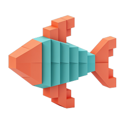 Geometrisches Block-Fisch 3D Isometrisches Icon