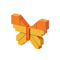 Geometric Blocks 3D Isometric Icon | Orange & Yellow