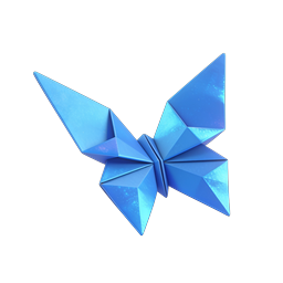3D Geometric Blue Butterfly Icon - Low Poly Origami Style