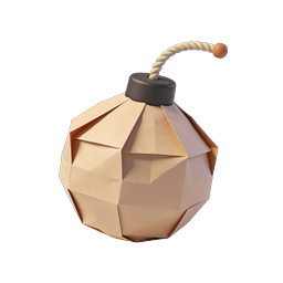 Geometric 3D Bomb Icon - Low Poly Explosion Design