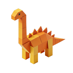 Geometric Brachiosaurus Dinosaur 3D Icon - Isometric Style