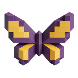 Geometric 3D Butterfly Icon - Purple & Yellow Isometric Design