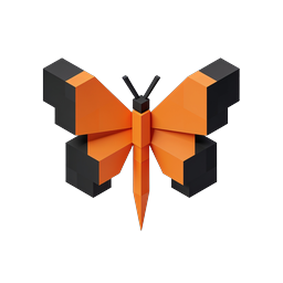 3D Geometric Butterfly Icon | Orange & Black Low-Poly Design