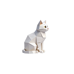 Geometric Low-Poly Cat Icon - Modern Papercraft Style