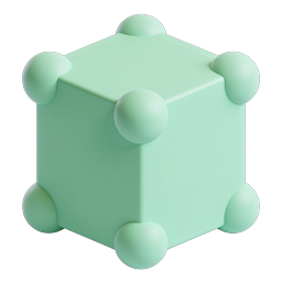 3D Geometric Cube with Sphere Nodes Icon | Mint Green