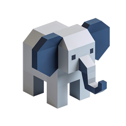 Geometric Isometric Elephant Icon - 3D Low Poly Design