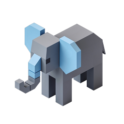 Geometrisches 3D-Elefanten-Icon - Isometrisches Block-Design