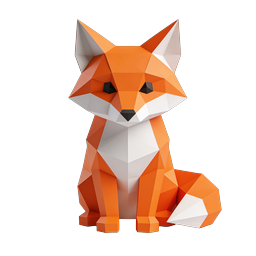Low-Poly Geometric Fox Icon | 3D Polygonal Animal Design