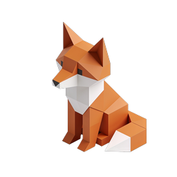 Geometric Low-Poly Fox Icon | 3D Origami Style