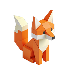 Geometric Low-Poly Fox Icon - 3D Rendered Wildlife