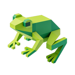 Geometric Green Frog Icon - 3D Low-Poly Amphibian Design