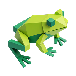 Geometric Low-Poly Frog Icon - 3D Green Amphibian Design
