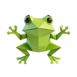 Geometric Green Frog 3D Low-Poly Icon
