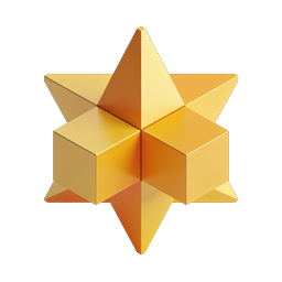 3D Golden Geometric Star Icon - Premium Vector Design