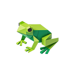 Geometric Green Frog Icon - 3D Low-Poly Design