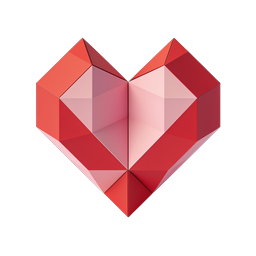 Icono de corazón geométrico 3D - Diseño de cristal Low Poly