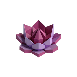 Geometric Lotus Flower 3D Icon | Purple Low-Poly Design