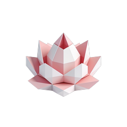 Geometric Lotus Flower Icon - 3D Origami Style
