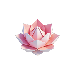 Geometric 3D Lotus Flower Icon - Pastel Pink