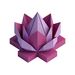 Geometric Lotus Flower 3D Icon in Purple Tones