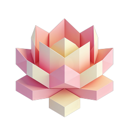 Geometric Lotus Flower Icon | 3D Origami Style