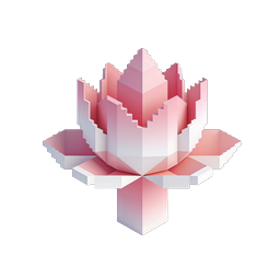 Geometric Lotus Flower 3D Icon - Pink Pixel Style