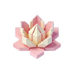 Geometric Lotus 3D Isometric Icon - Pastel Crystal Flower Design
