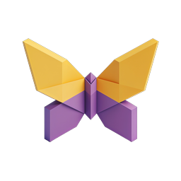 Geometric Origami Butterfly 3D Icon - Yellow & Purple