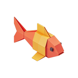 Geometric Origami Fish 3D Icon | Low-Poly Aquatic Design