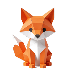 Geometric Paper Fox Icon | 3D Low-Poly Wildlife Design