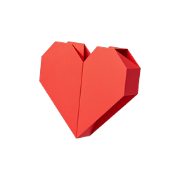 Geometric 3D Paper Heart Icon - Modern Love Symbol