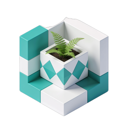 Geometric Planter Icon - Modern Isometric 3D Design