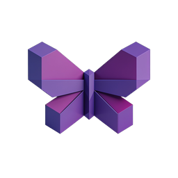 Geometric Purple Butterfly 3D Icon | Isometric Design