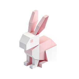 기하학적 토끼 3D 아이콘 - 로우폴리 토끼 디자인