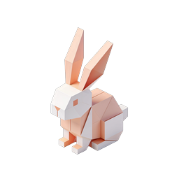 Geometrisches Low-Poly Kaninchen-Icon - 3D Isometrisches Design