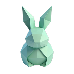 Geometric Origami Rabbit 3D Icon | Mint Green Low-Poly