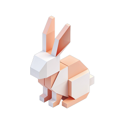 기하학적 아이소메트릭 토끼 3D 아이콘 디자인