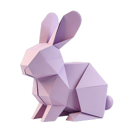 Geometric Origami Rabbit 3D Icon - Lavender Purple