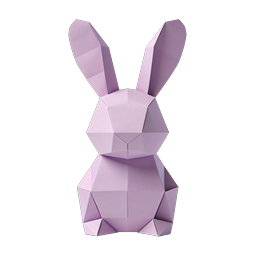 Geometric Purple Rabbit Paper Sculpture Icon
