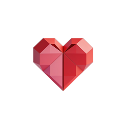 3D Geometrisches Rotes Herz Icon - Facettiertes Liebe-Symbol