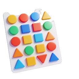 Colorful Geometric Shapes Puzzle Board Icon | 3D