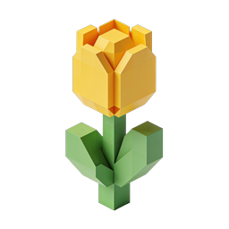 Geometric Tulip Flower 3D Icon - Isometric Style