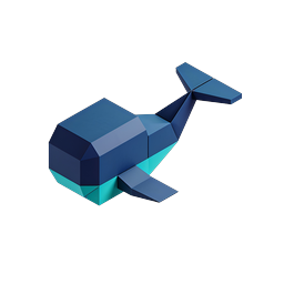 Geometric Whale 3D Icon - Low Poly Marine Design